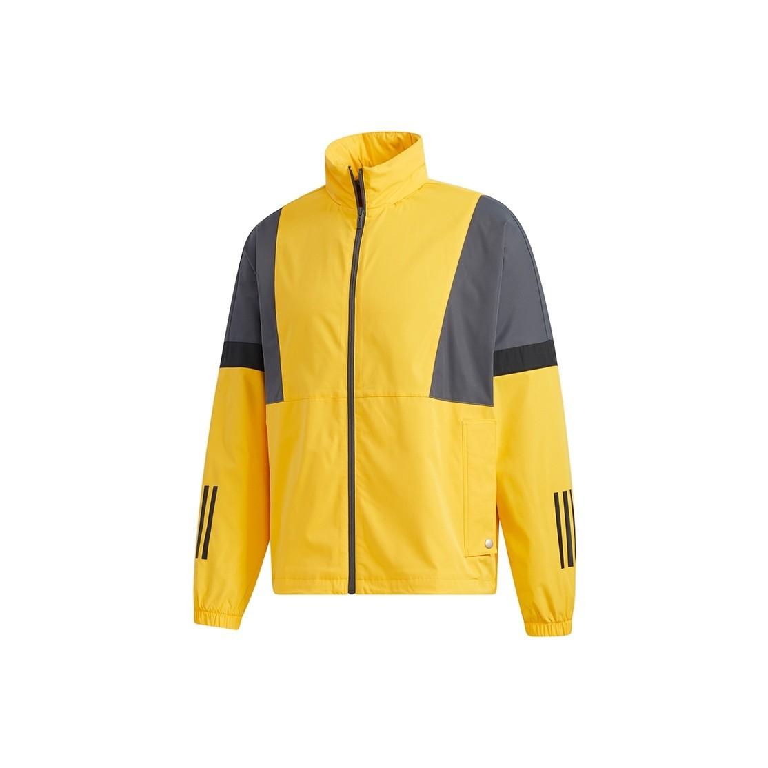 adidas men s sporty color-block striped retro stand-collar jacket, gold GP6402 XL