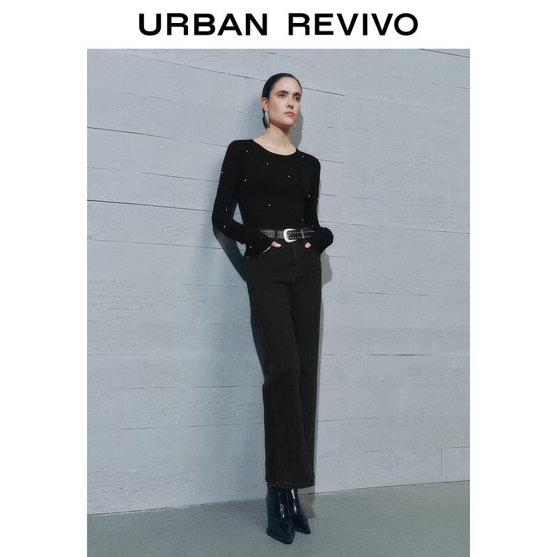 UR Women's Metal Studded Round Neck Knit Sweater