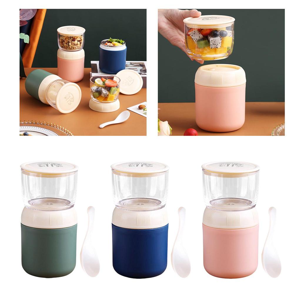 Pojemnik na jogurt Odłączana łyżeczka Przenośny Izolowany pojemnik na żywność ze stali nierdzewnej na śniadanie Sałatka Mleko Jogurt Dzieci