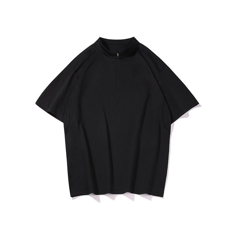 Stand-up Collar Half-Zip Short-Sleeve T-Shirt Summer Solid-Color Outdoor Sports Cooling Fashion Brand Top