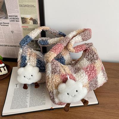 Women Winter Shoulder Bag Fashion Faux Fur Ladies Handbag Female Lamb Wool Shopping Tote Bag For Girl Warm Soft Plush Mini Purse