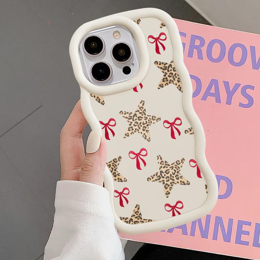 Case for iPhone 8 14 16 Pro Max 12 15 Plus 11 13 17 Air XR Soft Phone Cover Leopard Love Star