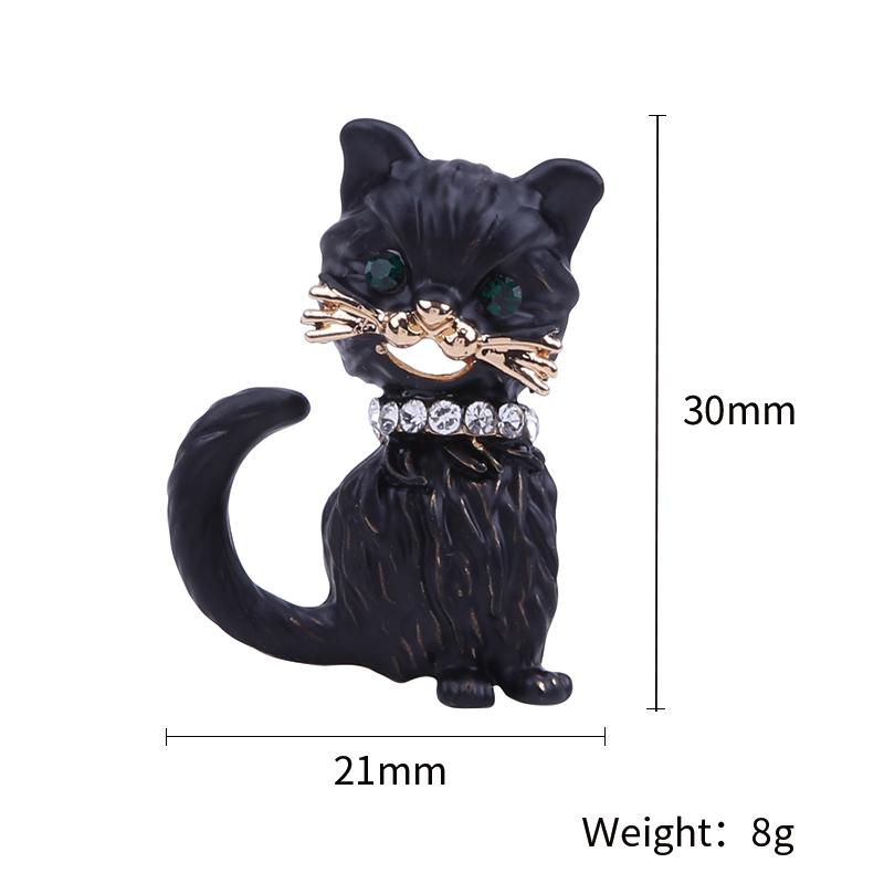 Cute Pride Cat Brooch For Party Clear Crystal Enamel Pin Black Animal Brooch For Women Jewelry Accessories Girl 'S Gift