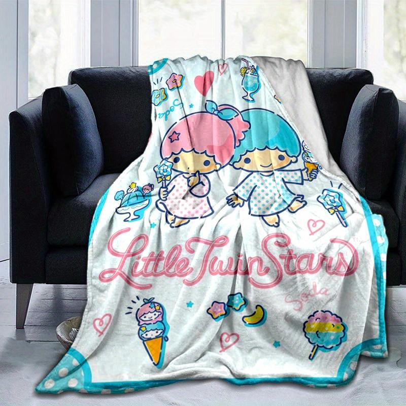 1pc Sanrio Little Twin Stars Home Decor Flannel Blanket: Perfect Gift for Bedroom, Living Room, Travel, Camping, Car, Beach, Office Nap, Ideal Sofa Th