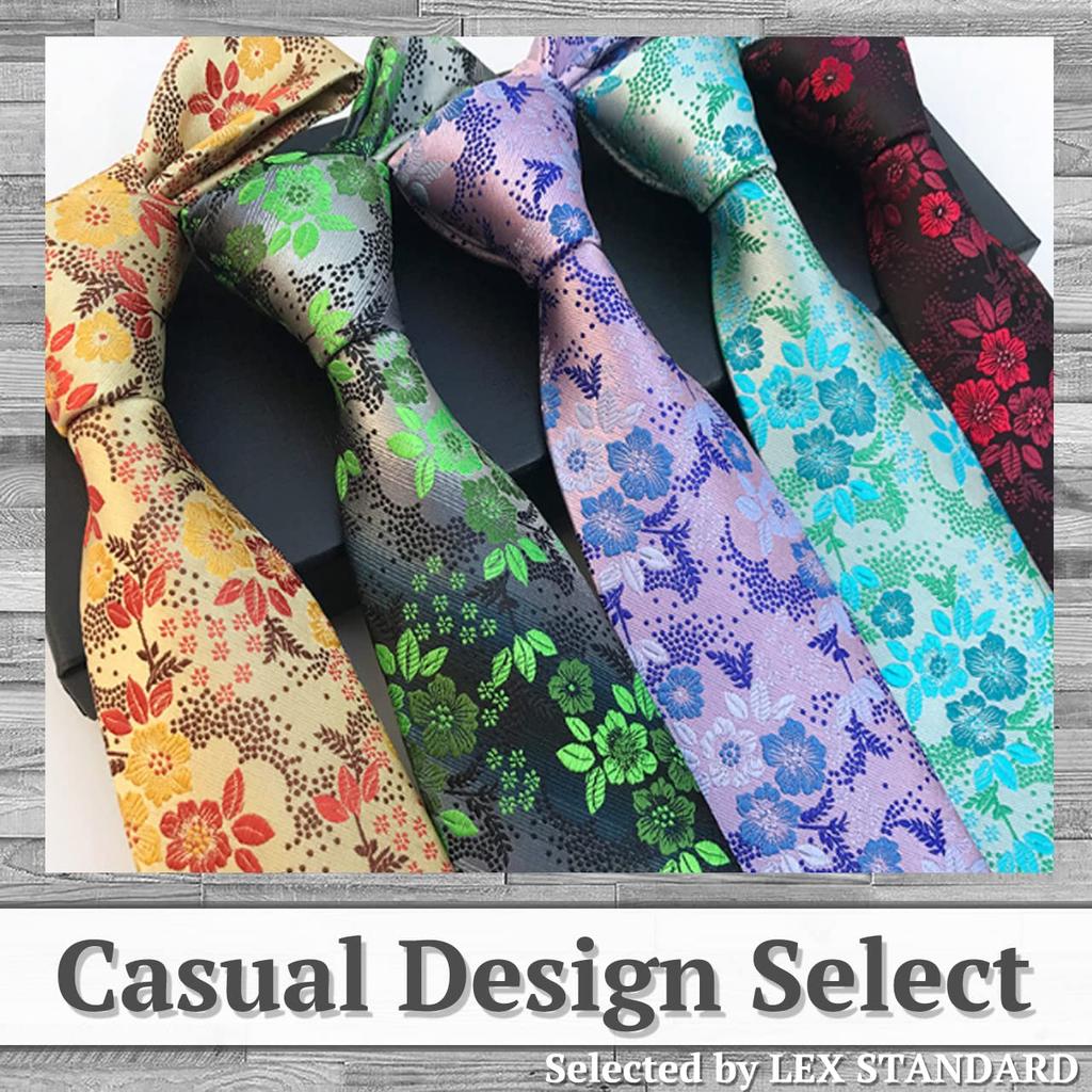 [Rex Standard] Solid Floral Pattern Necktie, Business Casual, Stylish, Men's NA005 (Green 279)
