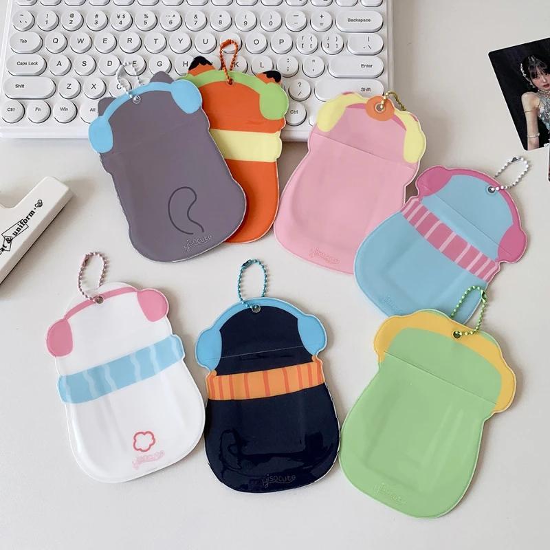 Cartoon Animal Photocard Frame for Girls Kawaii Penguin Fox Photocard Holder Kpop Idol Card Sleeves with Chain Mini Photo Album