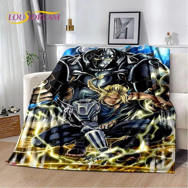 Fullmetal Alchemist Anime Cartoon Soft Plush Blanket,Flannel Blanket Throw Blanket for Living Room Bedroom Bed Sofa Picnic Cover