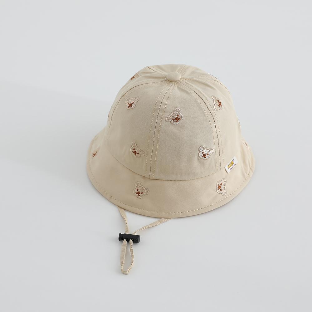 

Kids Sun Protection Outdoor Leisure Cap 48-50cm Spring Summer Girls Bear Head Embroidery Fisher Hat Boy Bucket Hat Children Caps 48-50cm хаки