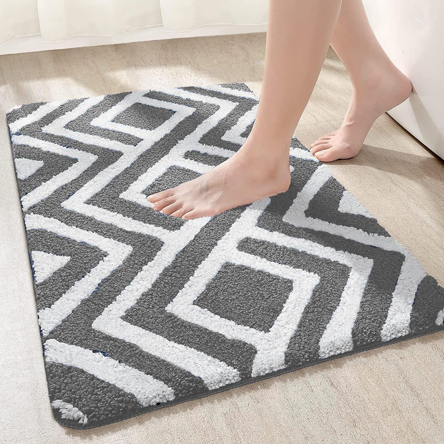 

Egyptian Super Soft Microfibre Solid Bath Mat Super Absorbent Anti Skid Door Mats for Home/Bathroom/Bedroom/Kitchen/Floor Mat (Grey) Pack of 1