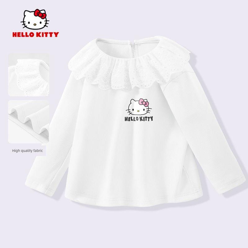 Hello Kitty Girls' Spring Outfit 2026 New Long-Sleeved Skirt White Kidsren's Spring Two-Piece Set