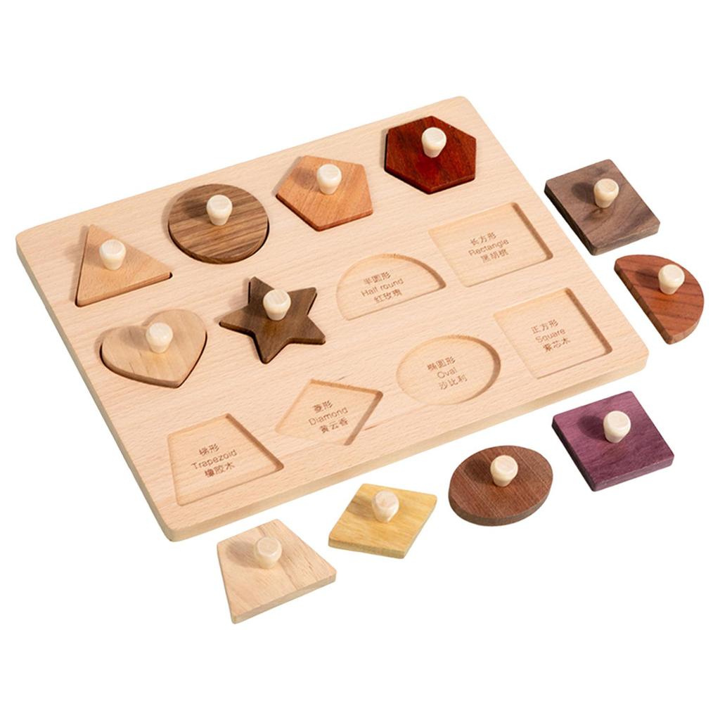 Wooden Shapes Puzzle Shape Sorter Board Preschool Hand Eye Coordination Fine Motor Skill for Children Toddlers Birthday Gifts