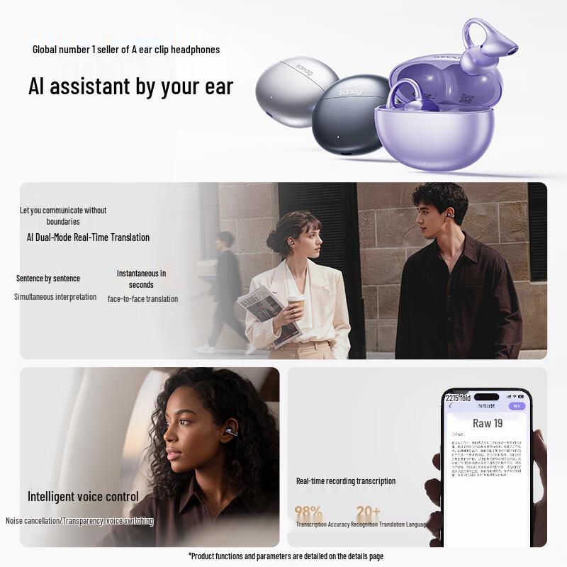 SANAG ANC Clip Active Noise Cancelling True Wireless Ear Clip Headphones