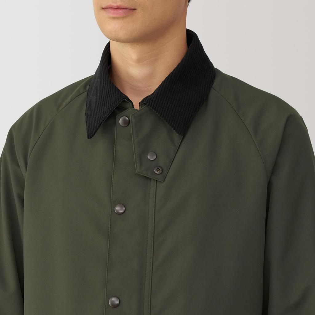 MUJI Corduroy Collar Dark Size S Men's Water-Repellent Jacket, Green, (AC1VJA4A)