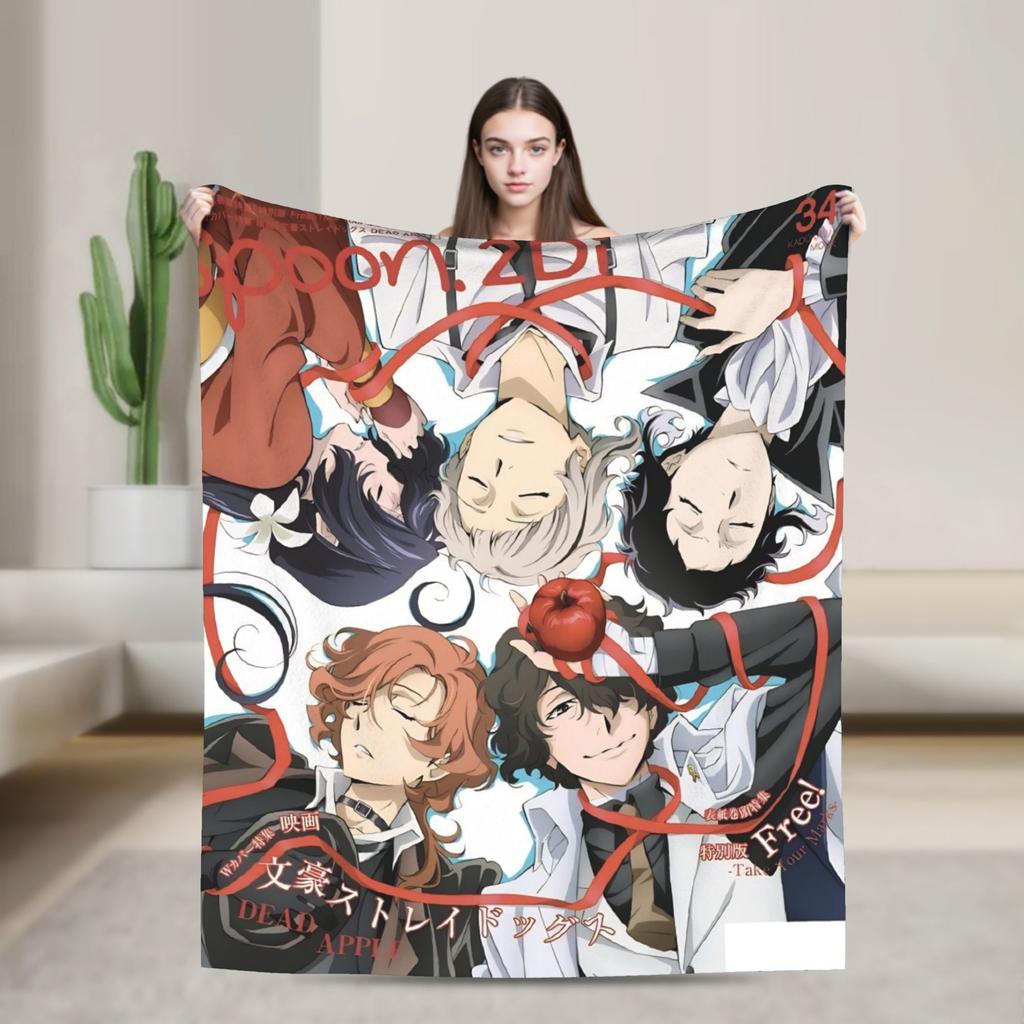 Anime Bungo Stray Dogs Blanket Fleece Winter Multi-function Lightweight Throw Blanket for Home Office Bedspreads