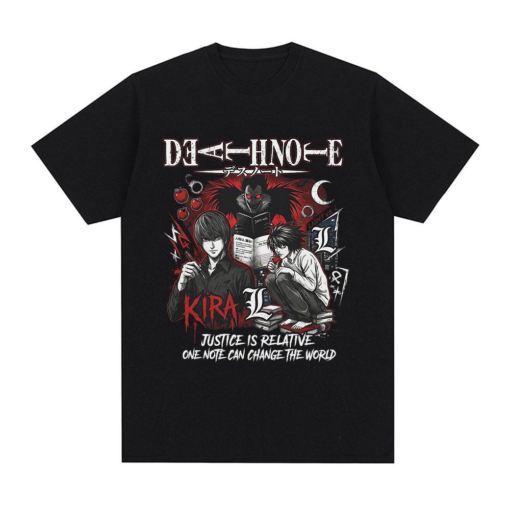 Anime Death Note Ryuk Yagami Light L·Lawliet Graphic T-shirts Men s Clothing Cotton T-shirt Fashion Loose Y2K Short Sleeve To... S разноцветный