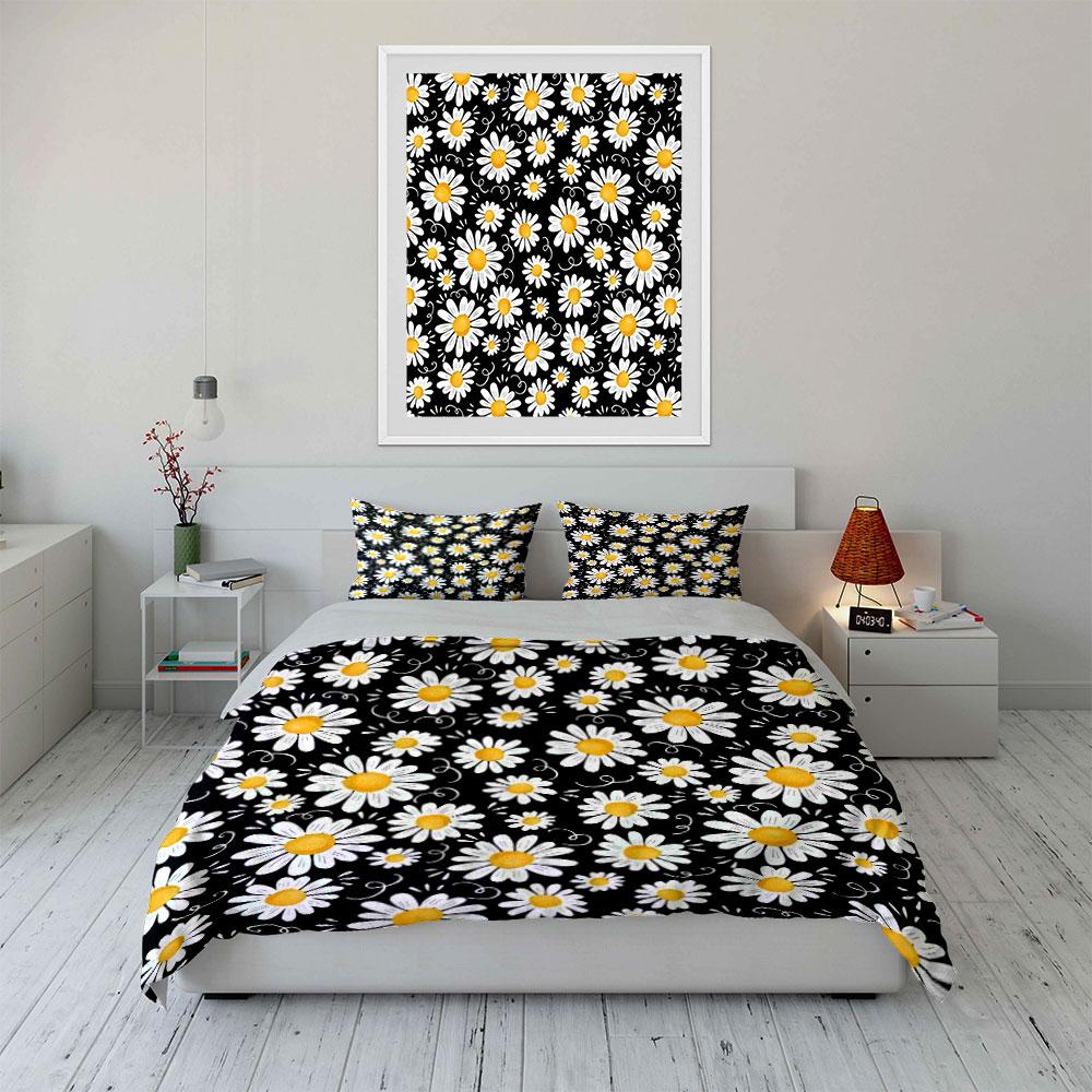 Floral Daisy Pattern Three-Piece Set Exquisite Three-Piece Bedding Set Gift For Kids And Adults