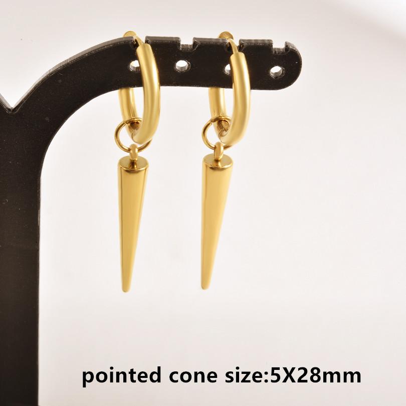 Nicht verblassend Unterschiedliche Länge Spitzkegel Hängeohrringe Edelstahl Runde Creolen für Damen Herren Schmuck Ohrpiercing Geschenk