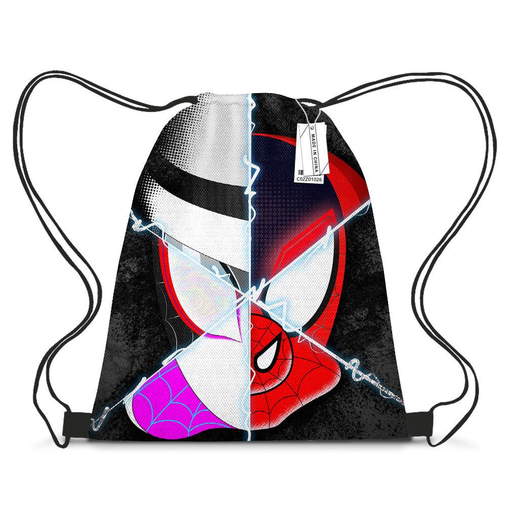 Bundle Pocket Casual Bag Spider-Man Shoulder Cartoon Student Print Drawstring Backpack Storage Bag