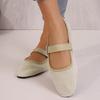 Women's Retro Suede Elegant Square Toe Pumps Flat Heel Single Shoes Women's Fall One Line Strap Low Heel Mary Jane Shoes