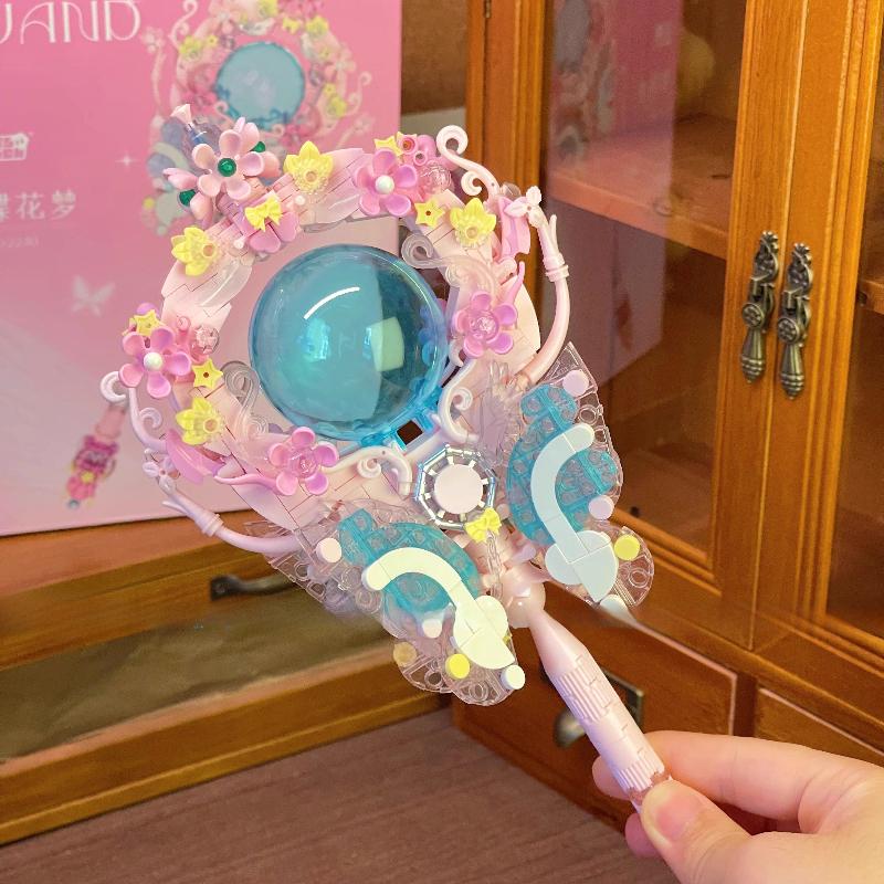 Wonder Hoon Magic Wand Building Blocks Lace Yarn Scepter Assembling Toys Model Girls Ornaments Birthday Gift Building Blocks