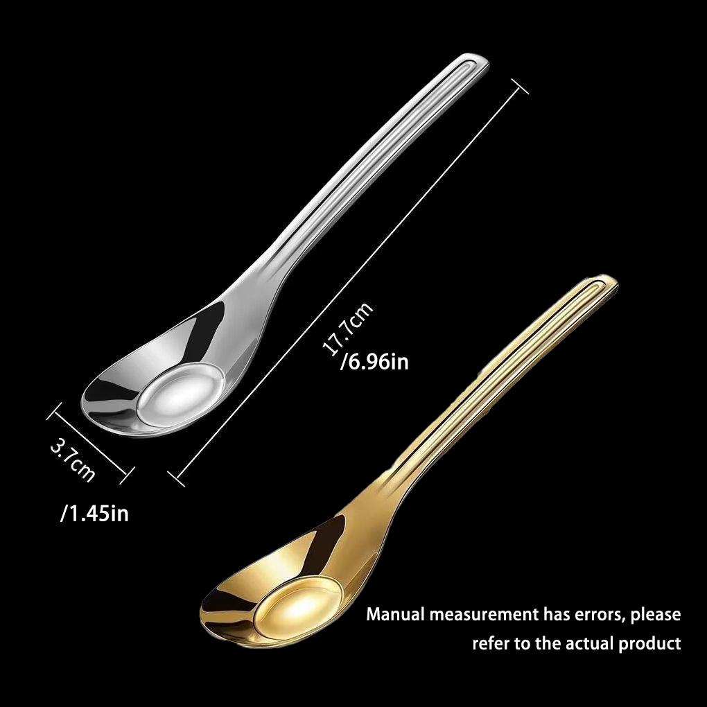 Baby Feeding Spoon Mirror Polished Washable Anti-rust Smooth Solid Color Nonslip Handle Kitchen Soup Porridge Scoop Tool