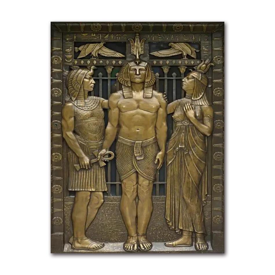 Egyptian Pharaoh Canvas Poster, Black & Gold Ancient Egypt Wall Art for Living Room Decor