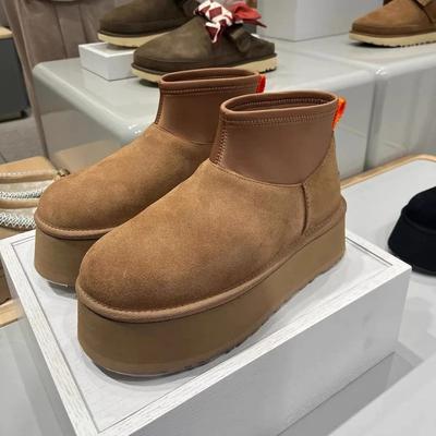 2024 Nové Dámské Sněhule Ležérní Nazouvací Dámské Platformové Vysoké Podpatky Botas Femininas Plyšové Teplé Semišový Design Zimní Kotníkové Boty