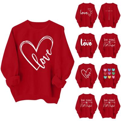 Women's Casual Fashion Valentine's Day Print Long Sleeve O-Neck Sweatshirts Pullover Top