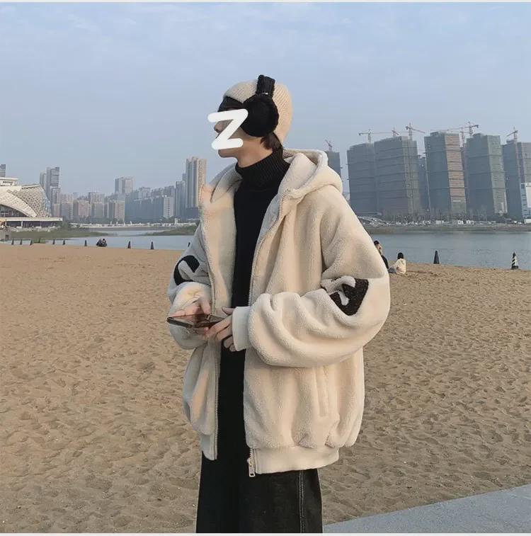 Men's Winter 2022 Lambskin Jacket: Trendy Large Size, Plus Velvet, Thickened Cotton, Stylish Lambskin Outerwear