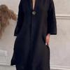 Southeast Asia TEMU Cross-border Black Solid Color Long Dress