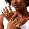 Waterproof Stainless Steel Chunky Dome Rings for Women, Geometric Ring Gold Plated Aesthetic Fashion Jewelry