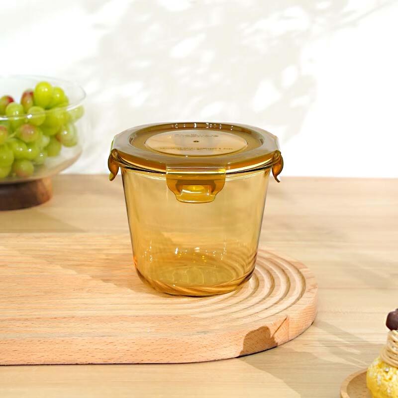 Corning Visions Amber Round Glass Food Container