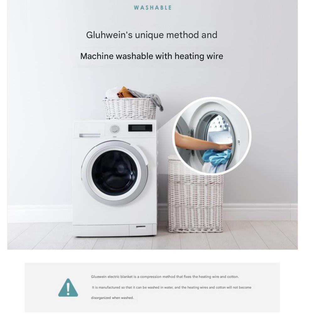 GLUHWEIN Electromagnetic Wave-safe Water Washing Electric Blanket 220V 140W - 135 X 180 Cm