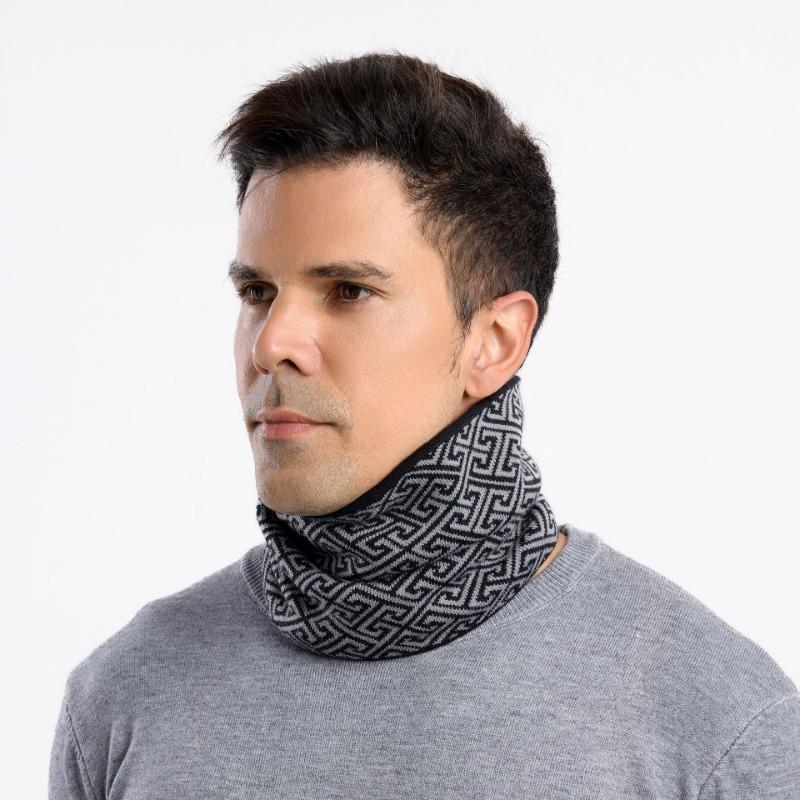 Men's new winter scarf fashionable versatile letter scarf outdoor cold-proof velvet warm neck cover