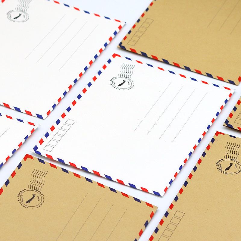 20pcs/batch Kraft Paper Envelope with Color Stripe Edges, Aviation Envelope Storage Envelope 17.5 * 12.3cm