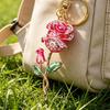 Keychain Pendant Rose Flower Shape Key Holder with Multicolor Rhinestones Anti-Oxidation Lobster Clasp Keyring Backpacks Car Accessory