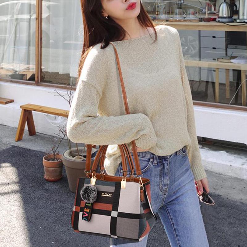 Móda Patchwork Ženy Taška cez rameno Dámy Kožená taška Crossbody Tašky Messenger Tašky Kabelky Vedlá Veľkokapacitné Dámske Tašky