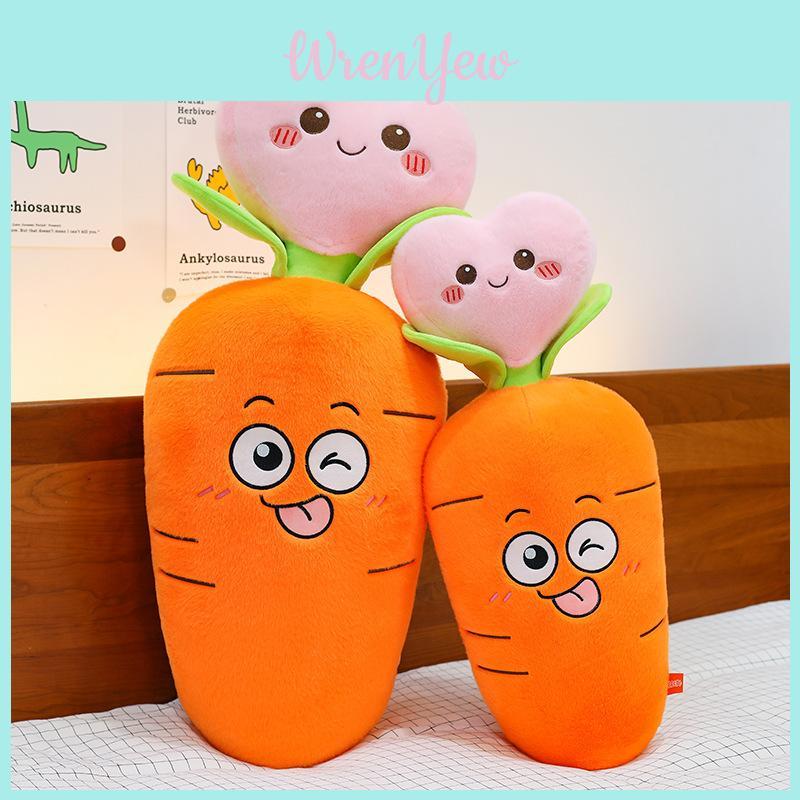 Creative Carrot Pillow Plush Toy With Embroidered Face For Kids And Girls