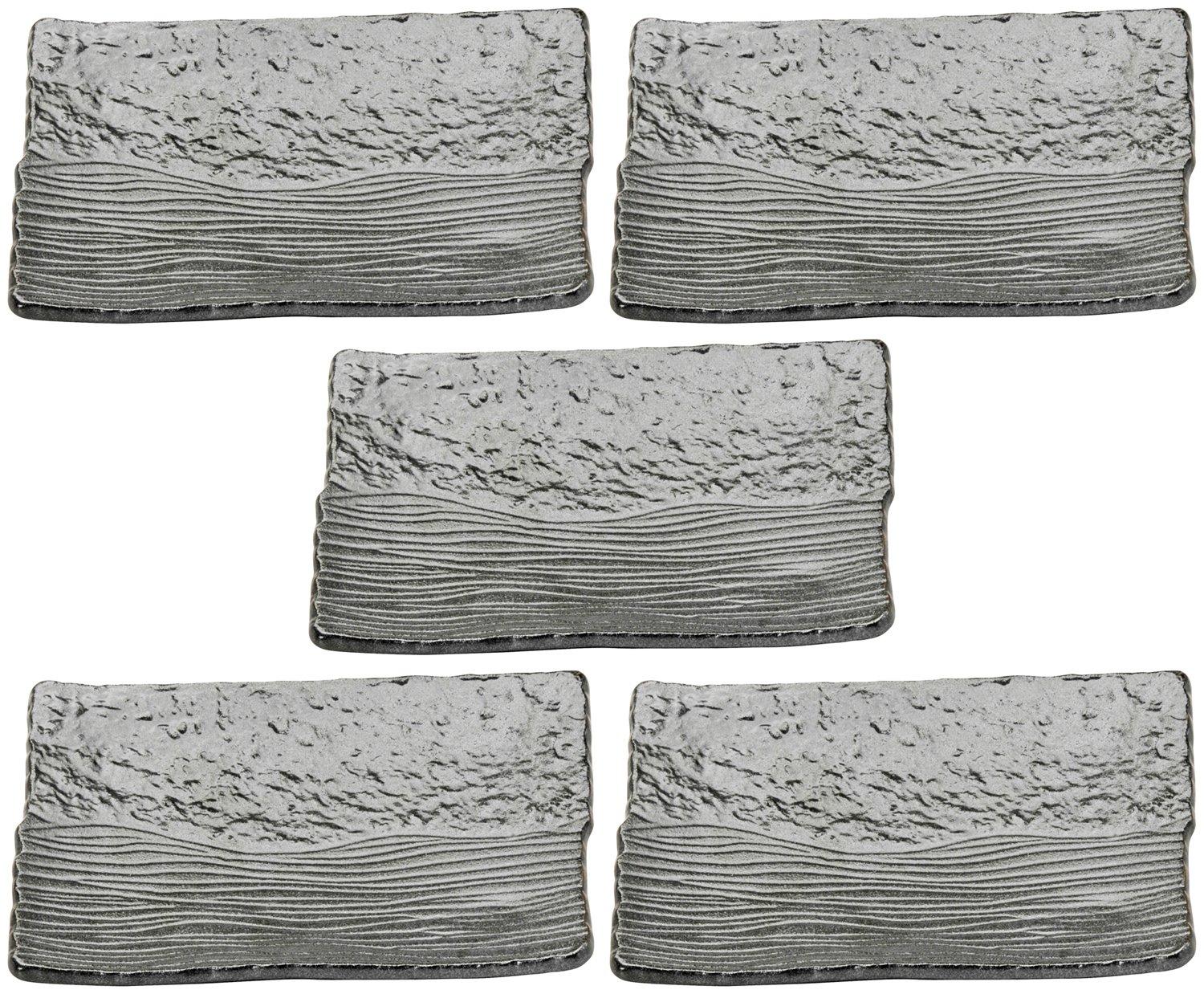 

Mino ware pottery plate set of 5 black raku 211-21-41E(5)