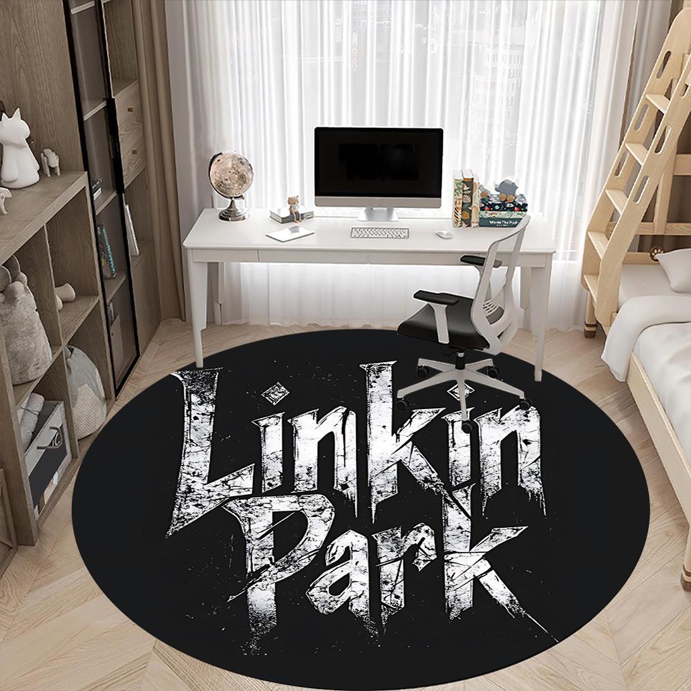1 Stück Linkin Park Stuhlteppich für Büro, rutschfest, weich und bequem, Teppich für Büro, Gaming, leichte runde Bodenschutzmatte yy251021039