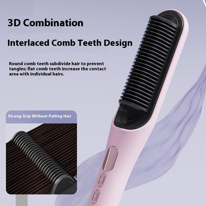 Portable Electric Dual-Purpose LCD Display Straightener Curly Hair Comb Ceramic Negative Ion Household Use