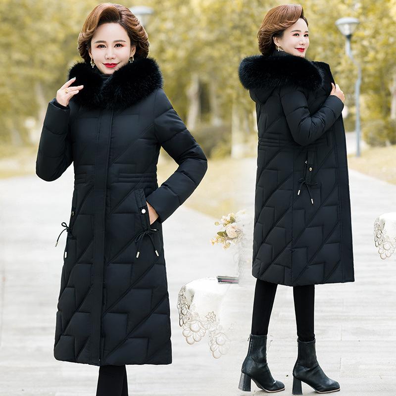 Women's Winter Warm Parker Coat Thickened Long Knee Jacket Waisted Warm Coat