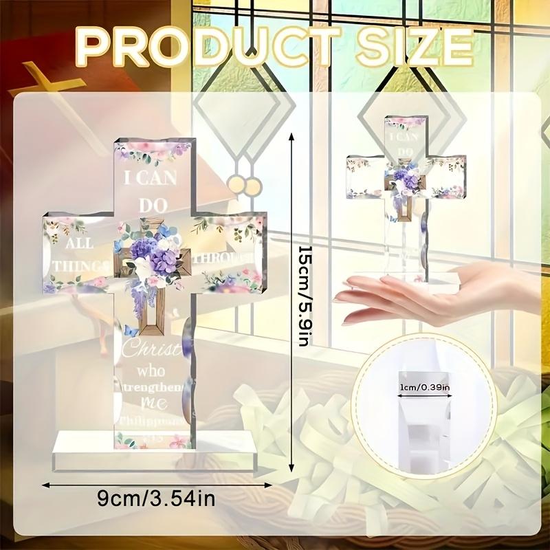 2D Flat Acrylic Cross Decoration, Indoor and Outdoor Decoration - No Battery/electricity Required, Free Day Decoration, Shop Decoration, Durable