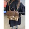 Winter Plush Leopard Print Splicing Fashion Women's Bag 2025 New Niche Shoulder Bag Portable Messenger Bag Backpack