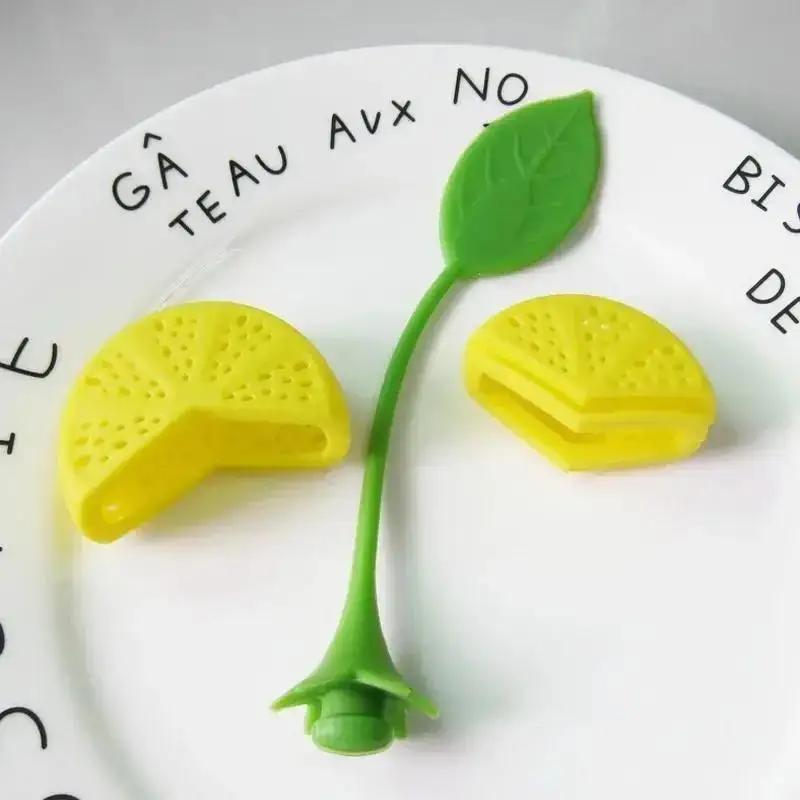 Kleines Teesieb in Zitronenform für die Küche, lebensmittelechtes Silikon-Teesieb, Zitronenverschluss, Teetassensieb, praktisches Haushaltswerkzeug