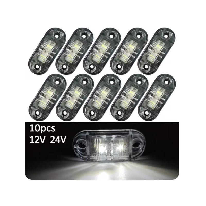 

10 шт. 2 овальных светодиодных универсальных 12 В 24 В светодиодных фонаря боковой габарит для прицепов, грузовиков, караванов, габаритный фонарь, поверхностный монтаж