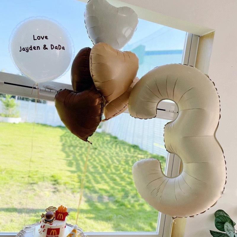 32/40inch Cream Caramel Color 1-9 Number Balloon Happy Birthday Party Decoration Balls Baby 1 2 3 Years Birthday Party Supplies