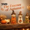 Cute Wizard Hat Ornaments Vintage Resin Scarecrow Figurines, Fall Harvest Pumpkin Sunflower Maple Decorative Haunted House Props Leaf Tabletop Decor,