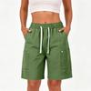 Unisex Summer Outdoor Casual Shorts Loose Fit Sportswear Five Inch Length Elastic Waistband with Drawstring and Multiple Pockets