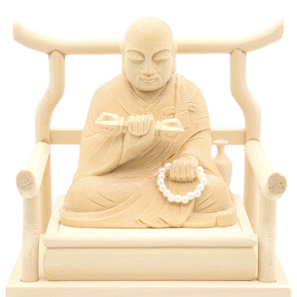 Kurita's Special Buddhist Statue [Priest and High Priest] Seated Statue of Kobo Daishi, 2.0 Inches (total Height 17cm, Total Width 11.5cm, Depth